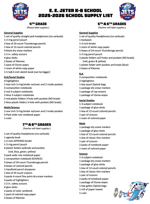 2025-2026 Jeter Supply List